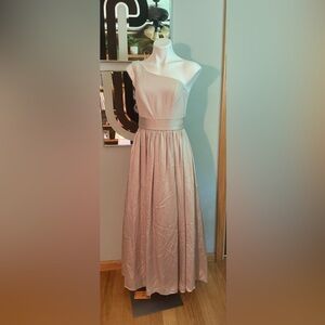 VEra Wang WHITE beige one shoulder dress